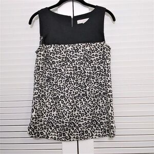 Loft Sleevless Animal Print‎ Back Zip Baby Doll Top